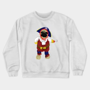 Funny Pug Dog With Pirate Costume Crewneck Sweatshirt